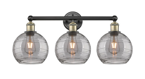 INNOVATIONS 616-3W-BAB-G1213-8SM Athens Deco Swirl 3 26 inch Bath Vanity Light Black Antique Brass
