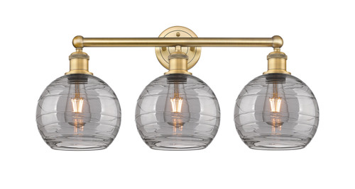 INNOVATIONS 616-3W-BB-G1213-8SM Athens Deco Swirl 3 26 inch Bath Vanity Light Brushed Brass