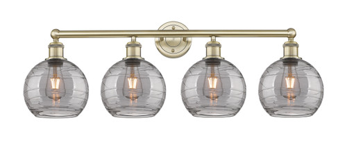 INNOVATIONS 616-4W-AB-G1213-8SM Athens Deco Swirl 4 35 inch Bath Vanity Light Antique Brass