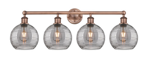 INNOVATIONS 616-4W-AC-G1213-8SM Athens Deco Swirl 4 35 inch Bath Vanity Light Antique Copper