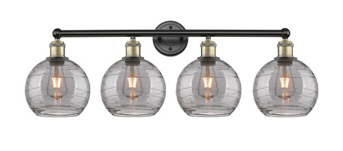 INNOVATIONS 616-4W-BAB-G1213-8SM Athens Deco Swirl 4 35 inch Bath Vanity Light Black Antique Brass