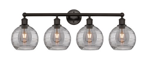 INNOVATIONS 616-4W-OB-G1213-8SM Athens Deco Swirl 4 35 inch Bath Vanity Light Oil Rubbed Bronze