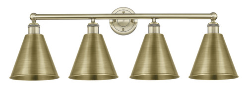 INNOVATIONS 616-4W-AB-MBC-8-AB Ballston Cone 4 35 inch Bath Vanity Light Antique Brass
