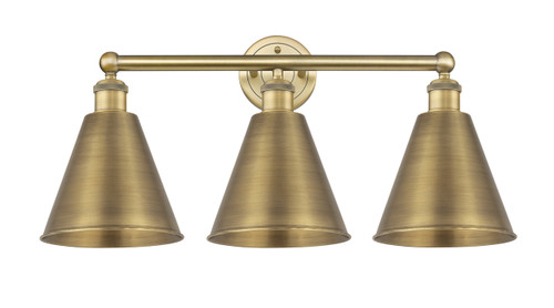 INNOVATIONS 616-3W-BB-MBC-8-BB Ballston Cone 3 26 inch Bath Vanity Light Brushed Brass