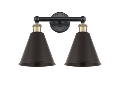INNOVATIONS 616-2W-BAB-MBC-8-BK Ballston Cone 2 17 inch Bath Vanity Light Black Antique Brass