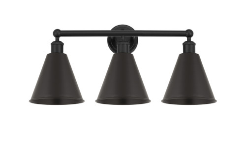 INNOVATIONS 616-3W-BK-MBC-8-BK Ballston Cone 3 26 inch Bath Vanity Light Matte Black