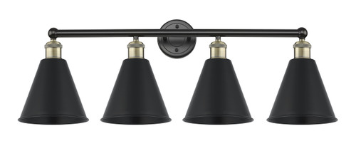 INNOVATIONS 616-4W-BAB-MBC-8-BK Ballston Cone 4 35 inch Bath Vanity Light Black Antique Brass