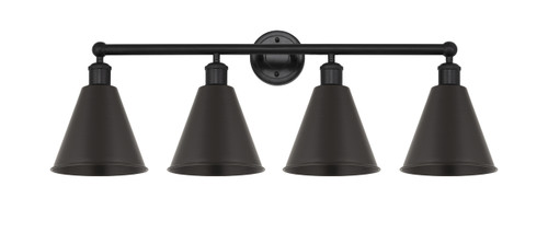 INNOVATIONS 616-4W-BK-MBC-8-BK Ballston Cone 4 35 inch Bath Vanity Light Matte Black