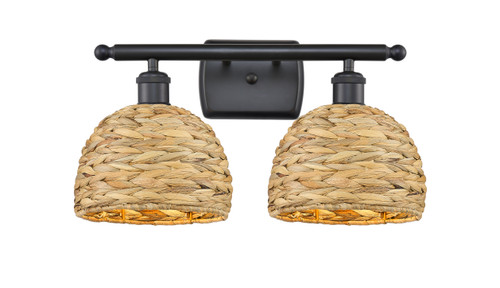 INNOVATIONS 516-2W-BK-RBD-8-NAT Woven Rattan 2 18 inch Bath Vanity Light Matte Black