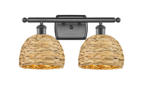 INNOVATIONS 516-2W-OB-RBD-8-NAT Woven Rattan 2 18 inch Bath Vanity Light Oil Rubbed Bronze
