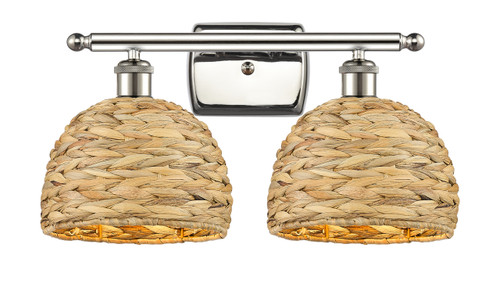 INNOVATIONS 516-2W-PN-RBD-8-NAT Woven Rattan 2 18 inch Bath Vanity Light Polished Nickel