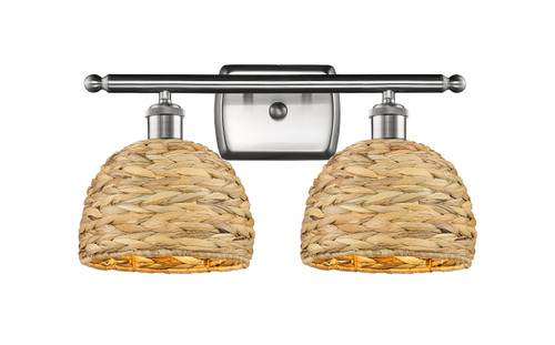INNOVATIONS 516-2W-SN-RBD-8-NAT Woven Rattan 2 18 inch Bath Vanity Light Satin Nickel