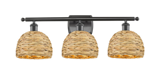 INNOVATIONS 516-3W-OB-RBD-8-NAT Woven Rattan 3 28 inch Bath Vanity Light Oil Rubbed Bronze