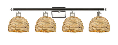 INNOVATIONS 516-4W-PN-RBD-8-NAT Woven Rattan 4 38 inch Bath Vanity Light Polished Nickel