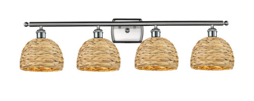 INNOVATIONS 516-4W-SN-RBD-8-NAT Woven Rattan 4 38 inch Bath Vanity Light Satin Nickel