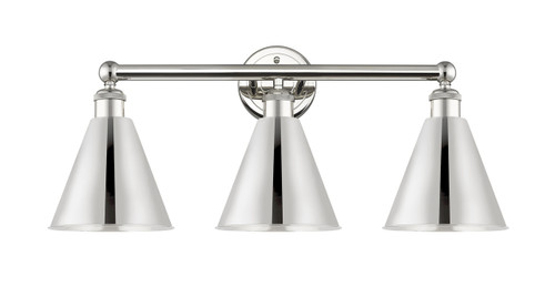 INNOVATIONS 616-3W-PN-MBC-8-PN Ballston Cone 3 26 inch Bath Vanity Light Polished Nickel