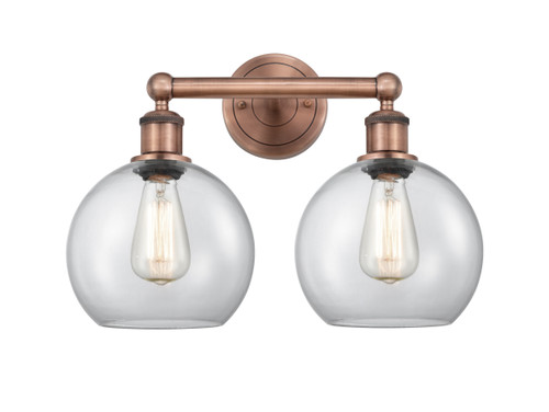 INNOVATIONS 616-2W-AC-G122-8 Athens 2 17 inch Bath Vanity Light Antique Copper