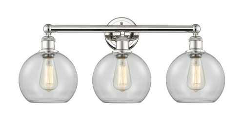 INNOVATIONS 616-3W-PN-G122-8 Athens 3 26 inch Bath Vanity Light Polished Nickel