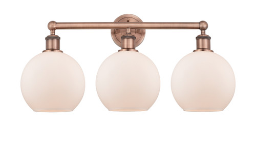 INNOVATIONS 616-3W-AC-G121-8 Athens 3 26 inch Bath Vanity Light Antique Copper