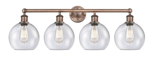 INNOVATIONS 616-4W-AC-G124-8 Athens 4 35 inch Bath Vanity Light Antique Copper