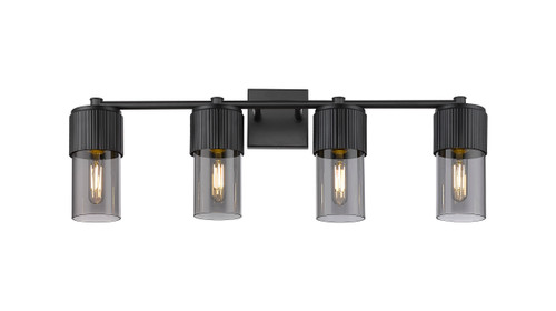 INNOVATIONS 428-4W-BK-G428-7SM Bolivar 4 31 inch Bath Vanity Light Matte Black INNOVATIONS 428-4W-BK-G428-7SM Bolivar 4 31 inch Bath Vanity Light Matte Black