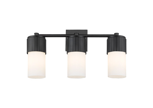 INNOVATIONS 428-3W-BK-G428-7WH Bolivar 3 20.5 inch Bath Vanity Light Matte Black INNOVATIONS 428-3W-BK-G428-7WH Bolivar 3 20.5 inch Bath Vanity Light Matte Black