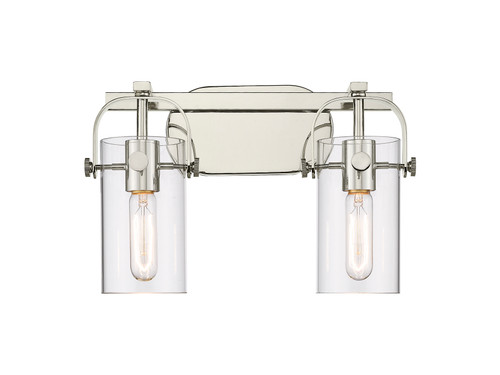 INNOVATIONS 423-2W-PN-G423-7CL Pilaster II Cylinder 2 15 inch Bath Vanity Light Polished Nickel