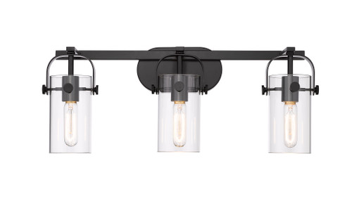 INNOVATIONS 423-3W-BK-G423-7CL Pilaster II Cylinder 3 25 inch Bath Vanity Light Matte Black