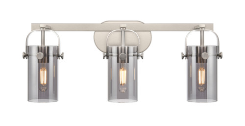 INNOVATIONS 423-3W-SN-G423-7SM Pilaster II Cylinder 3 25 inch Bath Vanity Light Satin Nickel