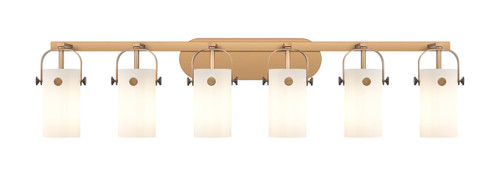 INNOVATIONS 423-6W-BB-G423-7WH Pilaster II Cylinder 6 44 inch Bath Vanity Light Brushed Brass