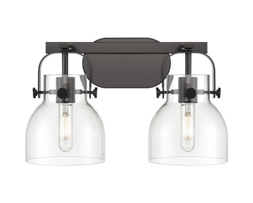 INNOVATIONS 423-2W-BK-G412-6CL Pilaster II Bell 2 17 inch Bath Vanity Light Matte Black