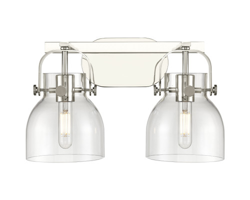 INNOVATIONS 423-2W-PN-G412-6CL Pilaster II Bell 2 17 inch Bath Vanity Light Polished Nickel