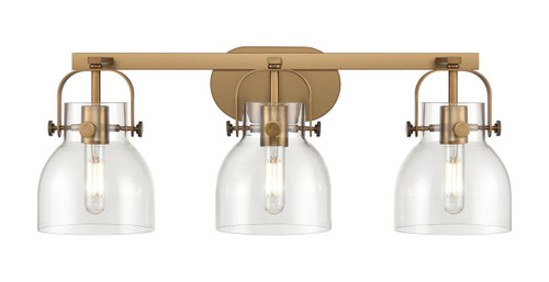 INNOVATIONS 423-3W-BB-G412-6CL Pilaster II Bell 3 27 inch Bath Vanity Light Brushed Brass