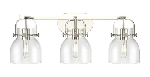 INNOVATIONS 423-3W-PN-G412-6CL Pilaster II Bell 3 27 inch Bath Vanity Light Polished Nickel