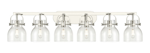 INNOVATIONS 423-6W-PN-G412-6CL Pilaster II Bell 6 46 inch Bath Vanity Light Polished Nickel
