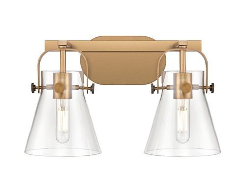 INNOVATIONS 423-2W-BB-G411-6CL Pilaster II Cone 2 17 inch Bath Vanity Light Brushed Brass