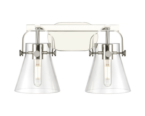 INNOVATIONS 423-2W-PN-G411-6CL Pilaster II Cone 2 17 inch Bath Vanity Light Polished Nickel