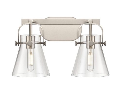 INNOVATIONS 423-2W-SN-G411-6CL Pilaster II Cone 2 17 inch Bath Vanity Light Satin Nickel