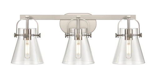 INNOVATIONS 423-3W-SN-G411-6CL Pilaster II Cone 3 27 inch Bath Vanity Light Satin Nickel