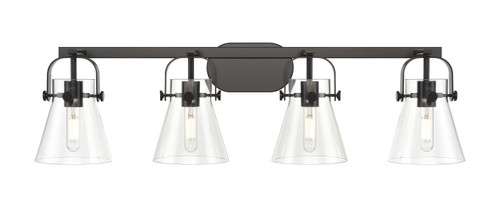 INNOVATIONS 423-4W-BK-G411-6CL Pilaster II Cone 4 37 inch Bath Vanity Light Matte Black