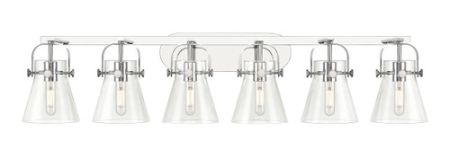 INNOVATIONS 423-6W-PC-G411-6CL Pilaster II Cone 6 46 inch Bath Vanity Light Polished Chrome