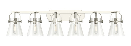 INNOVATIONS 423-6W-PN-G411-6CL Pilaster II Cone 6 46 inch Bath Vanity Light Polished Nickel
