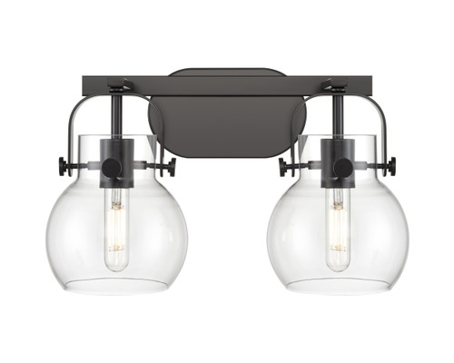 INNOVATIONS 423-2W-BK-G410-6CL Pilaster II Sphere 2 17 inch Bath Vanity Light Matte Black