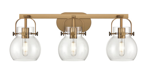 INNOVATIONS 423-3W-BB-G410-6CL Pilaster II Sphere 3 27 inch Bath Vanity Light Brushed Brass