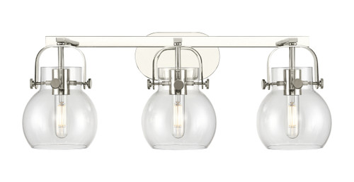 INNOVATIONS 423-3W-PN-G410-6CL Pilaster II Sphere 3 27 inch Bath Vanity Light Polished Nickel
