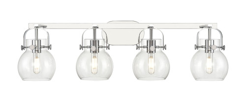 INNOVATIONS 423-4W-PC-G410-6CL Pilaster II Sphere 4 37 inch Bath Vanity Light Polished Chrome
