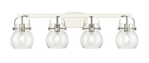 INNOVATIONS 423-4W-PN-G410-6CL Pilaster II Sphere 4 37 inch Bath Vanity Light Polished Nickel