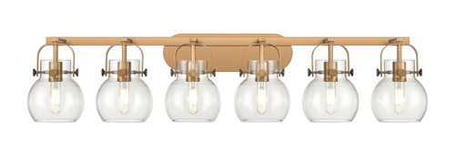 INNOVATIONS 423-6W-BB-G410-6CL Pilaster II Sphere 6 46 inch Bath Vanity Light Brushed Brass