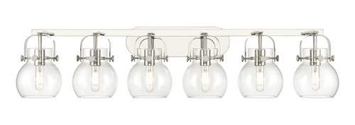 INNOVATIONS 423-6W-PN-G410-6CL Pilaster II Sphere 6 46 inch Bath Vanity Light Polished Nickel