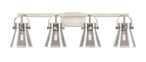 INNOVATIONS 423-4W-SN-G411-6SM Pilaster II Cone 4 37 inch Bath Vanity Light Satin Nickel
